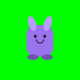 Purple demo character on a green background