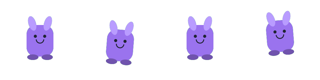 Four transparent demo character frames arranged as a sprite sheet